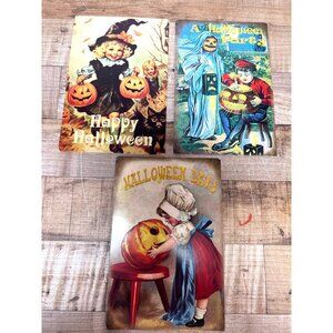 Vintage Halloween Postcards Nostalgic Collectible Set Of 3 Antique Holiday Print